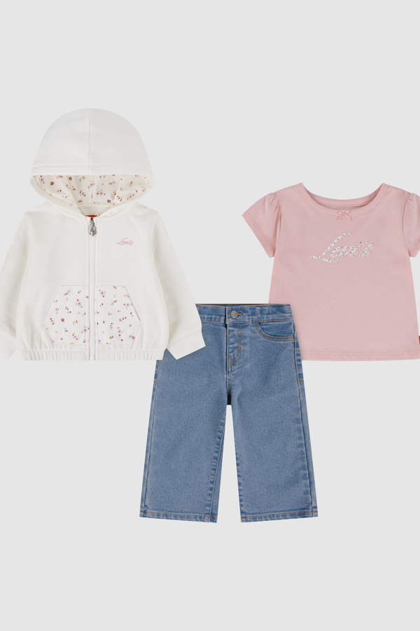 Baby Hoody Tee and Wide Pants - Girls - 12M - Pink / Powder Pink
