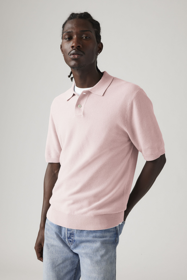 Polo Sweater de punto Lightweight - Hombre - 2XL - Rosa / Naturel