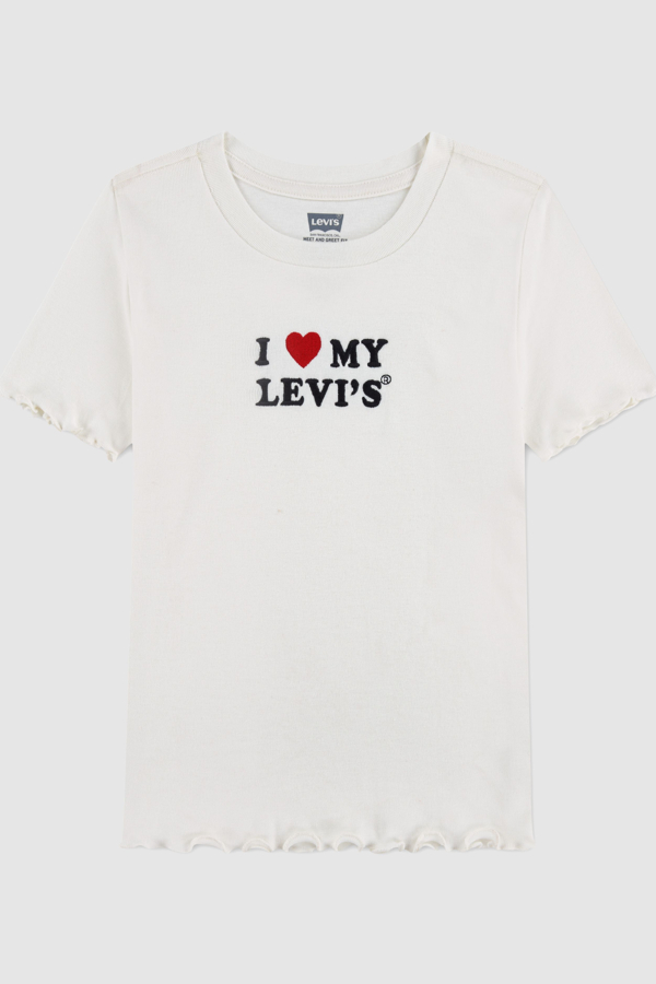 Teenager I Heart My Levi's Ribbed Top - Girls - 10A - White / Levi'S Egret