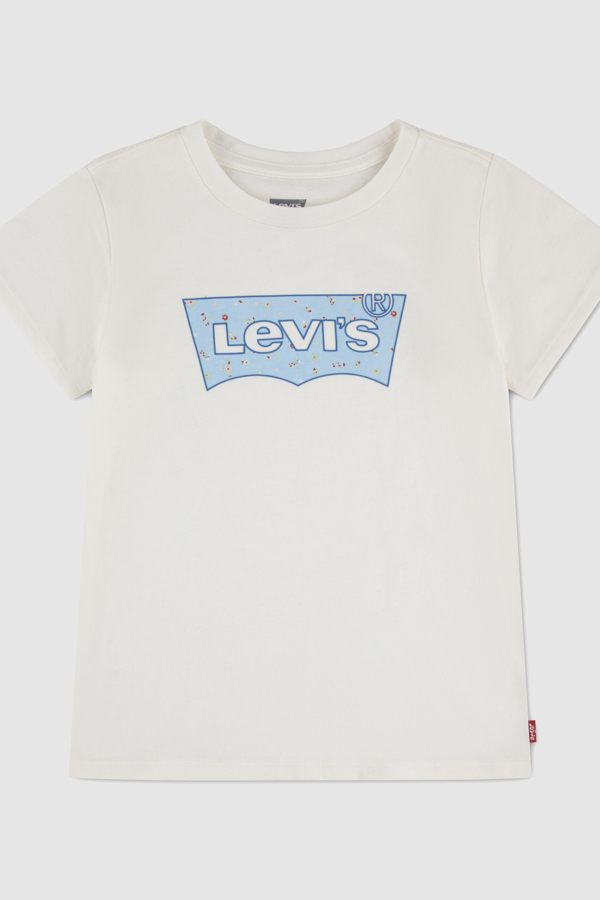 Kids Seasonal Print Batwing Tee - Girls - 4A - White / Levi'S Egret