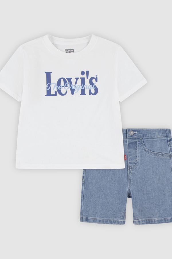 Baby Logo Tee and Denim Shorts 2 Piece Set - Chicos - 18M - Blanco / Bright White