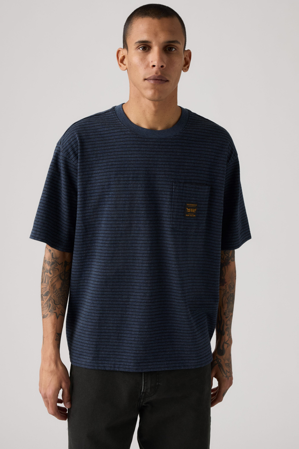 Workwear Pocket Tee - Hombre - 2XS - Blue / Garry Stripe Blue Heather