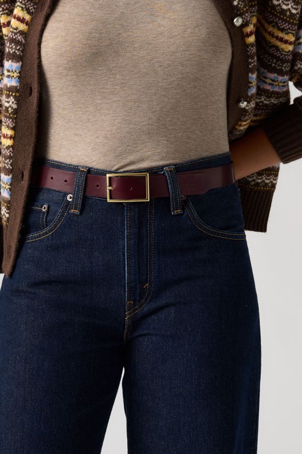 Rectangle Buckle Belt - Women - 100 - Purple / Tawny Port