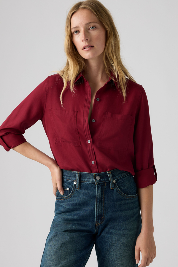 Aspen Utility Long Sleeve Shirt - Mujer - S - Rojo / Warm Cabernet Twill