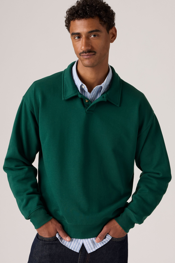Leo Rugby Sweatshirt - Hombre - L - Verde / Ponderosa Pine