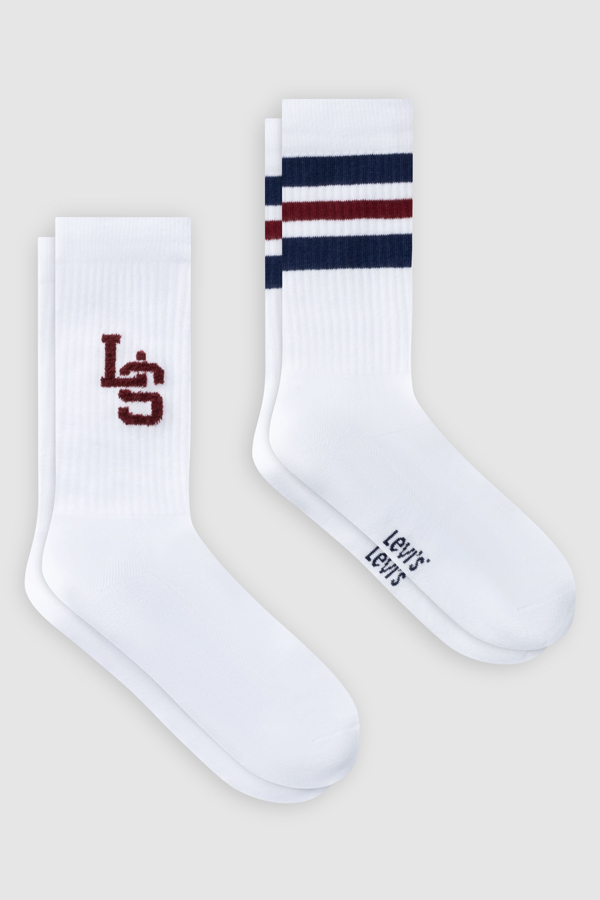 Levi's Regular Cut Logo Socks 2 Pack - Mujer - 39 - Multi Colour / White/Red/Blue