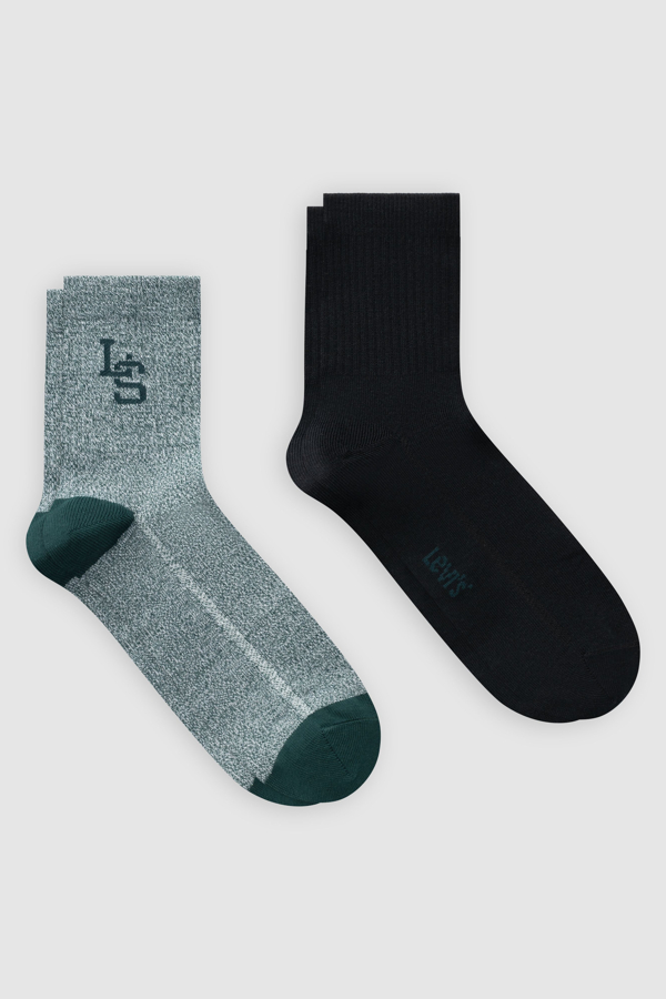 Levi's Short Cut Mouline Socks 2 Pack - Mujer - 43 - Multi Colour / Green/Black