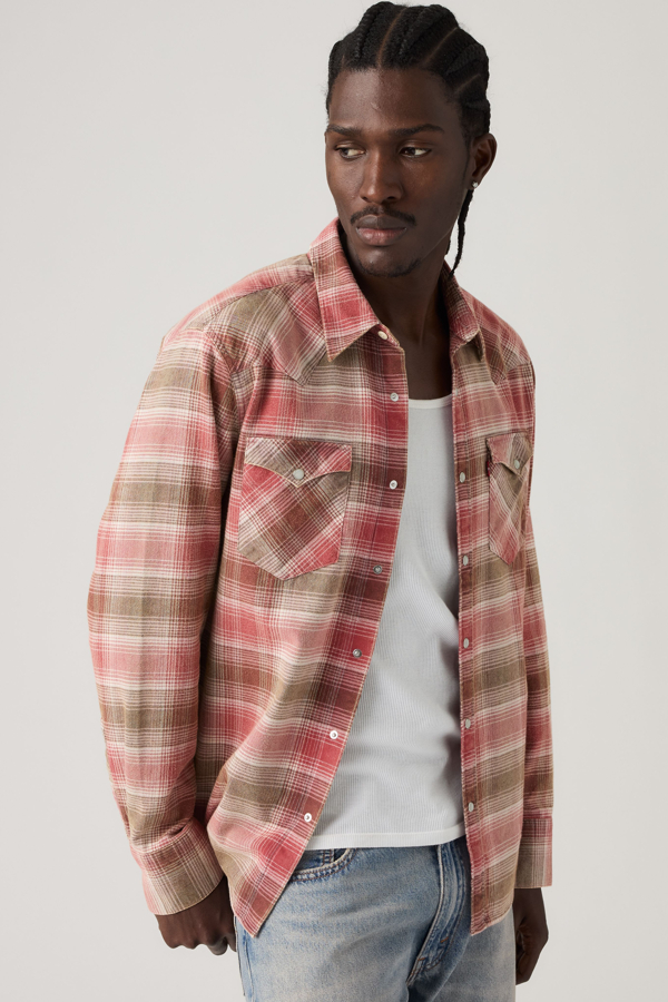 Barstow Standard Fit Western Shirt - Men - 2XL - Red / Woodrow Plaid Earth Red