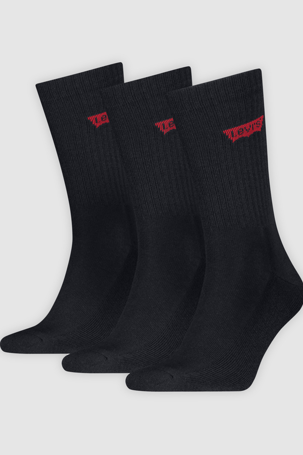 Calcetines deportivos de altura estándar Levi's Batwing: paquete de 3 - Mujer - 35 - Negro / Black