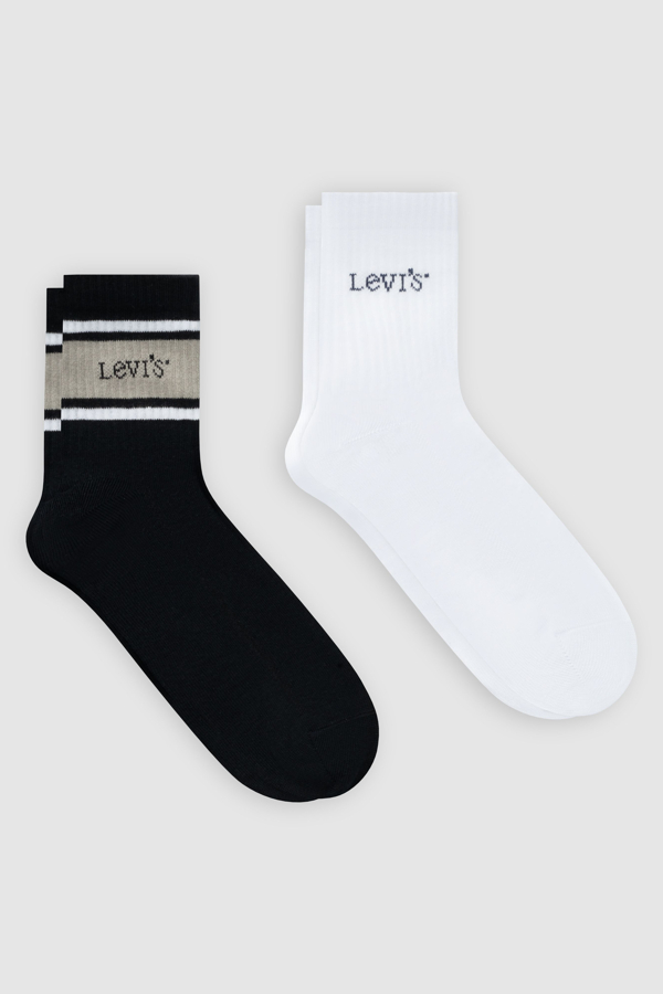 Levi's Mid Cut Socks 2 Pack - Mujer - 39 - Black / Black/White