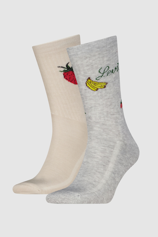 Levi's Regular Cut Fruit Socks 2 pack - Hombre - 39 - Multicolor / Grey/Beige