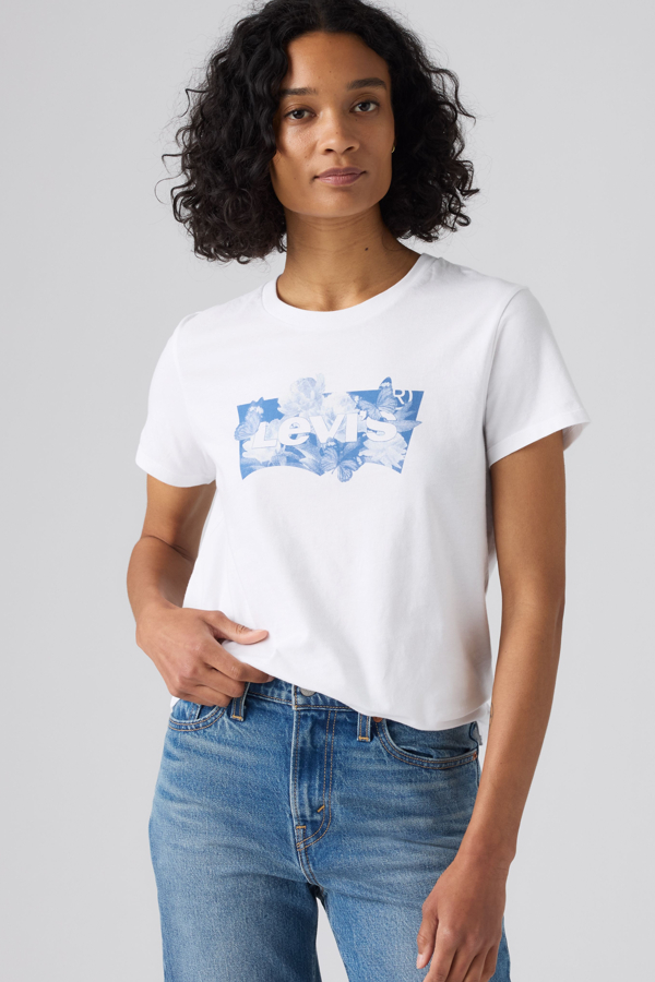 Perfect Tee - Mujer - L - White / Blurry Flower Field Bw Bright White