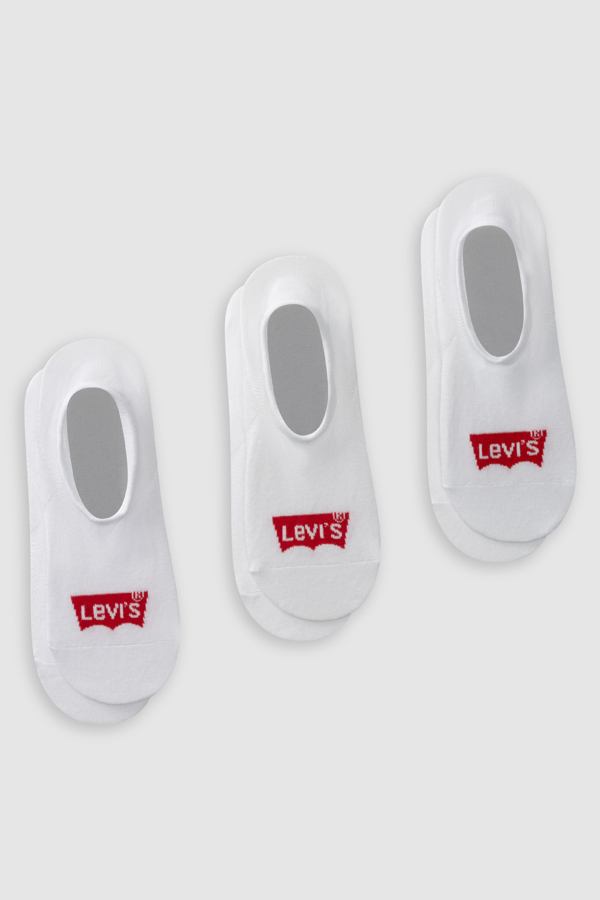 Calcetines altos Levi's de algodón reciclado con el logo Batwing: 1 pack de 3 pares - Hombre - 35 - Blanco / White