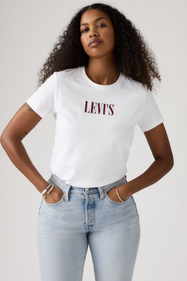 Camiseta Perfect - Mujer - L - Blanco / Serif Stud Outline Bright White