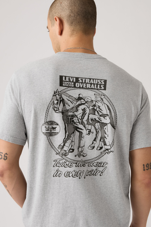 Camiseta estampada con fit holgado - Hombre - M - Gris / Mid Tone Heather Grey