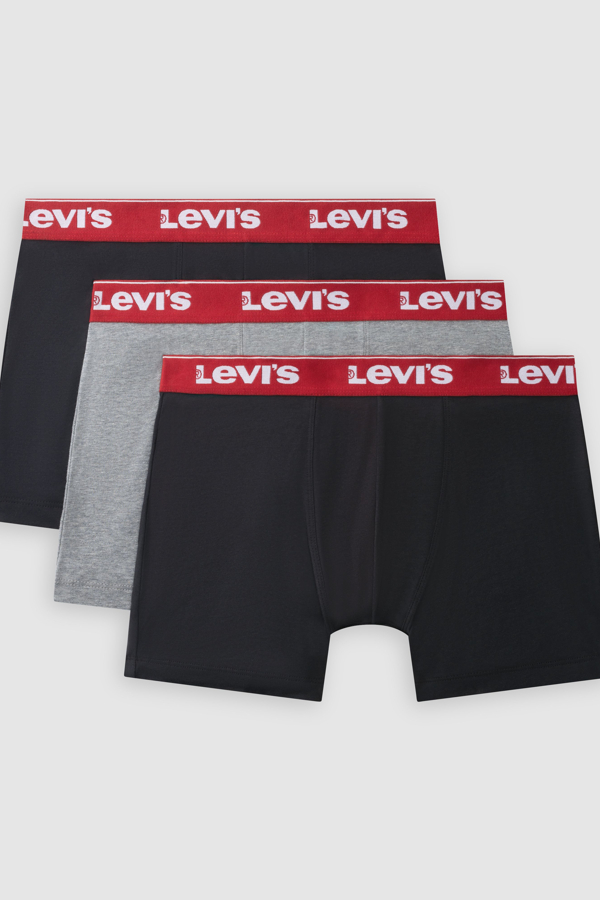 Levi's Repeat Logo Boxer Brief 3 Pack - Hombre - 2XL - Black / Black/Grey Combo