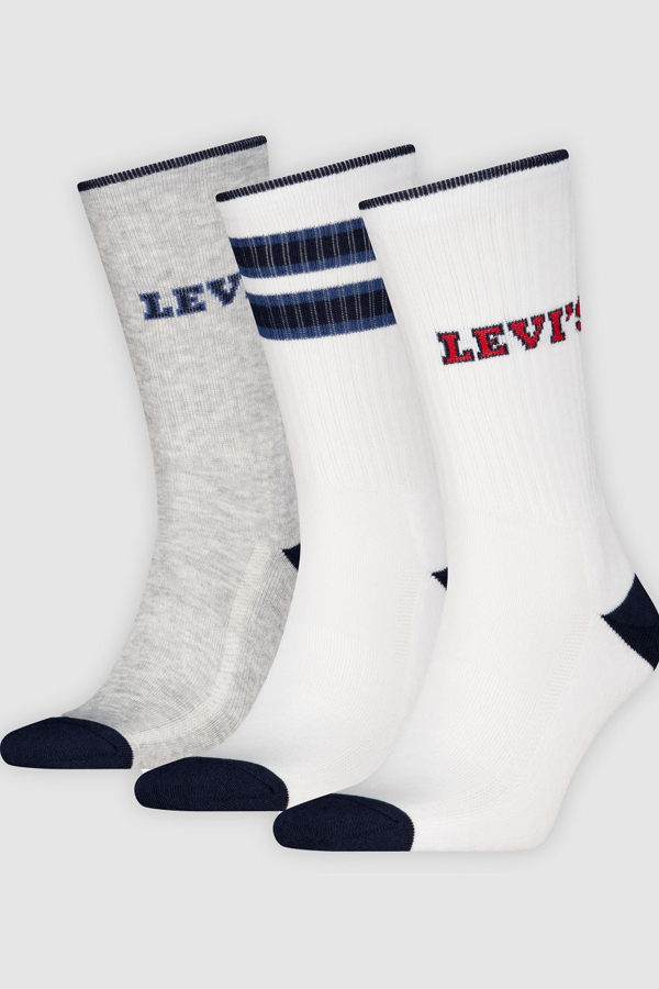 Calcetines deportivos de altura estándar Levi's: paquete de 3 pares - Mujer - 35 - Multicolor / White/Grey