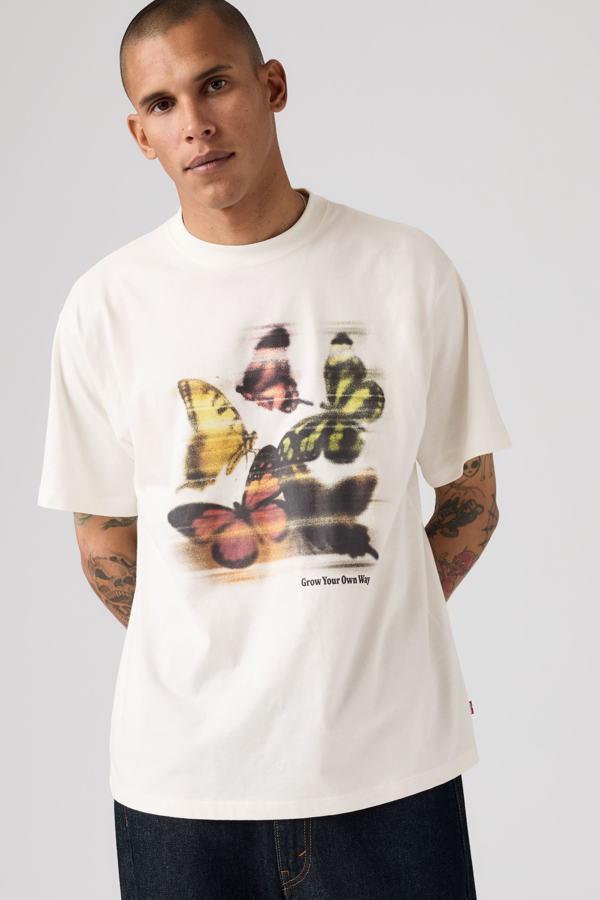 Graphic Vintage Fit Tee - Men - L - White / Grow Your Own Way 2 Egret