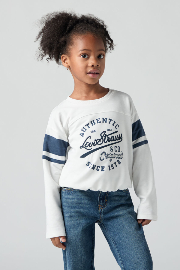 Camiseta de manga larga Varsity infantil - Chicas - 3A - Blanco / Blanc De Blanc
