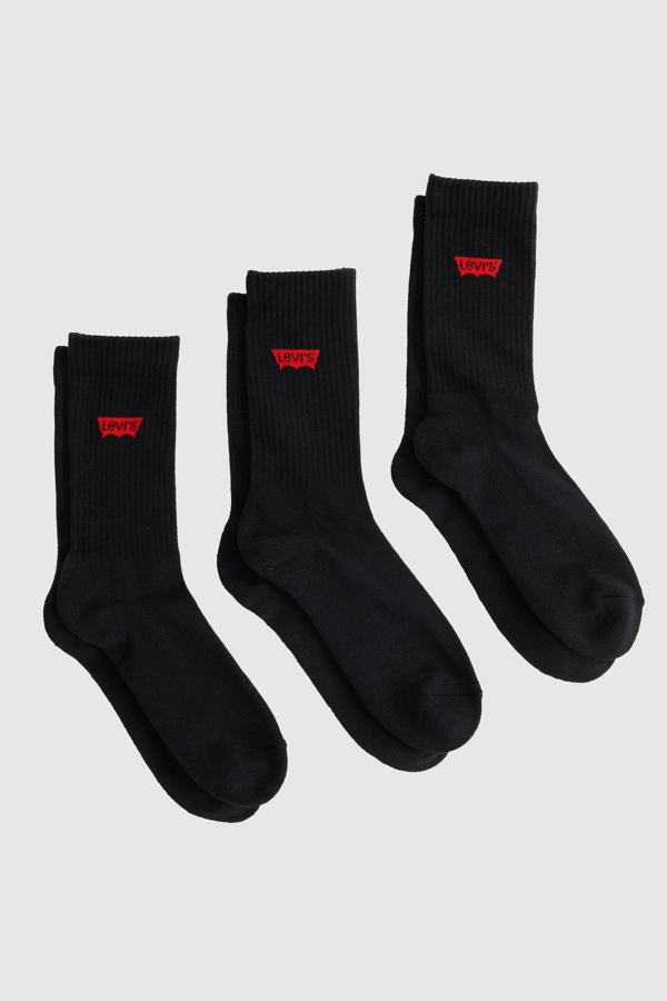 Calcetines de altura estándar Levi's de algodón reciclado con el logo Batwing: paquete de 3 - Hombre - 35 - Negro / Black