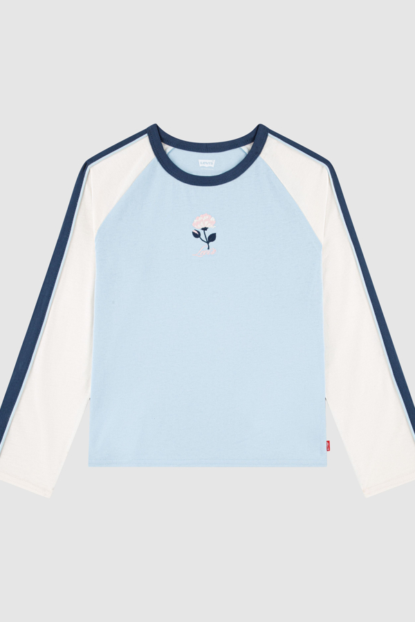 Kids Long Sleeve Baseball Top - Girls - 4A - Neutral / Angel Falls