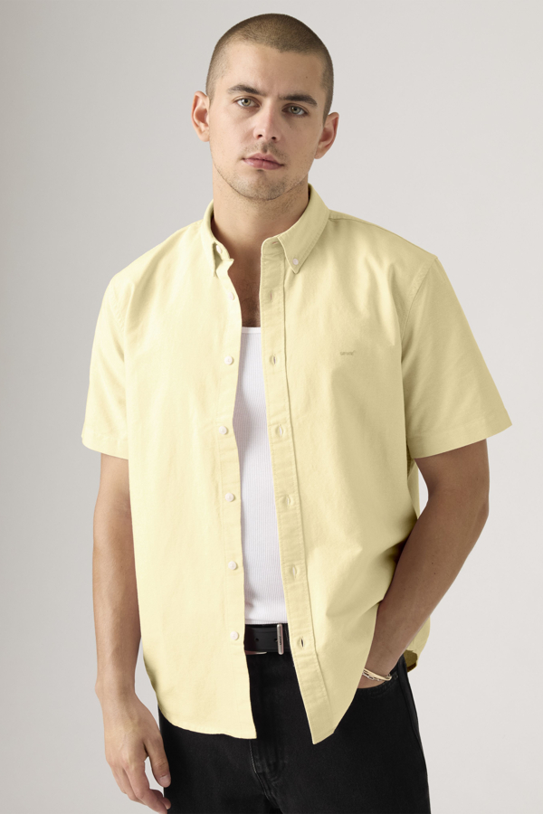 Camisa abotonada de manga corta Authentic Lightweight - Hombre - 2XL - Amarillo / Double Cream