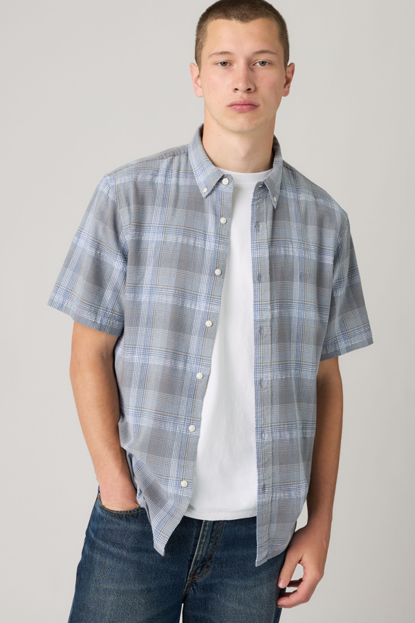 Short Sleeve Authentic Button Down Lightweight Shirt - Hombre - 2XL - Azul / Bennett Plaid Moonlight Blue