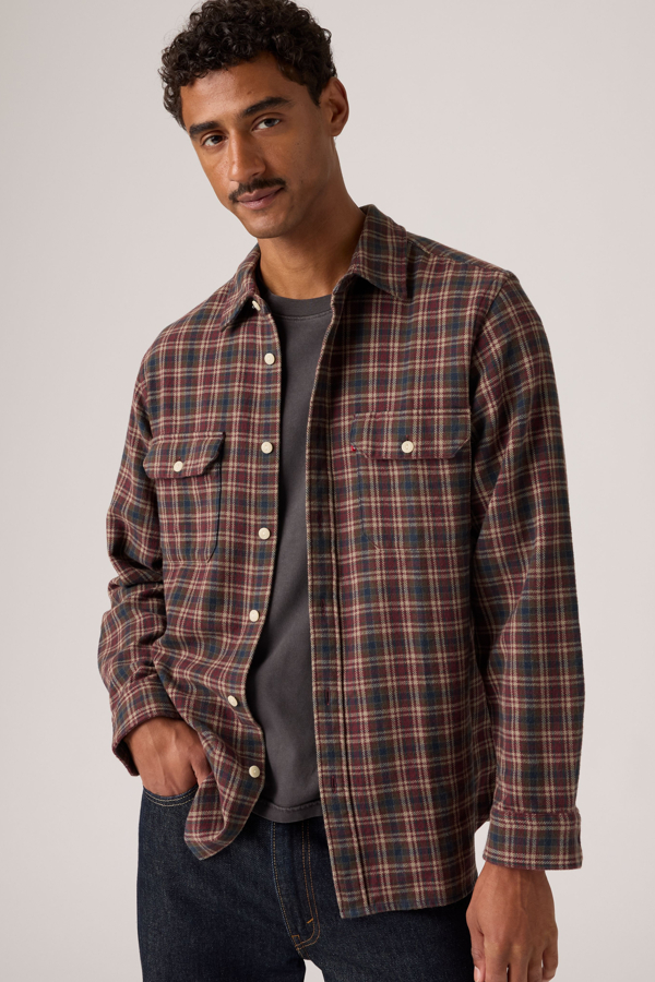 Jackson Corduroy Worker Overshirt - Hombre - L - Multicolor / Mikkel Plaid Vineyard Wine