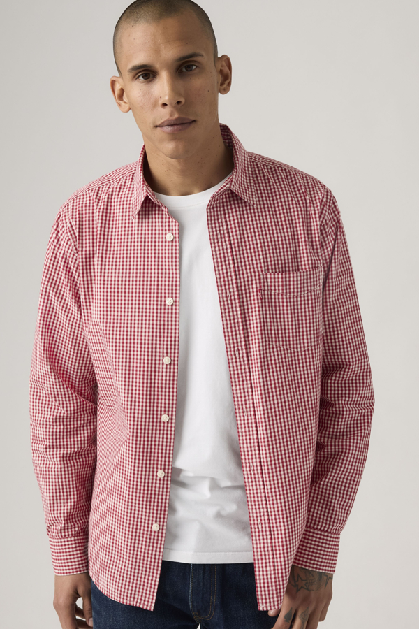 Sunset Pocket Shirt - Hombre - 2XL - Rojo / Graveolens Plaid Rhythmic Red Poplin