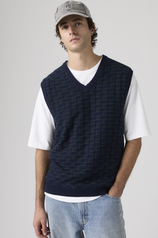 Skyline Sweater Vest - Hombre - XL - Azul / Basketweave Navy Blazer/pine Green