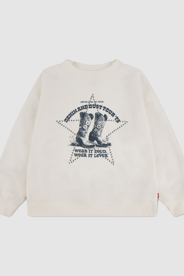 Teenager Denim Tour Crewneck - Girls - 10A - White / Levi'S Egret