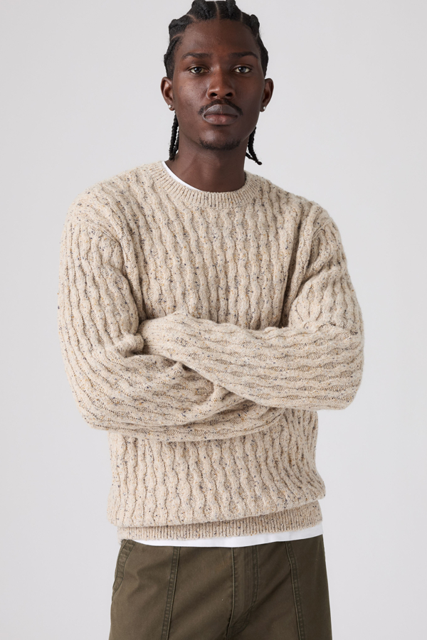 Presidio Crewneck Sweater - Hombre - 2XL - Crema / Neps Brindle