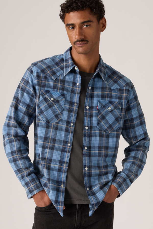 Barstow Standard Fit Western Shirt - Men - 2XL - Blue / Niklas Plaid Quiet Harbor