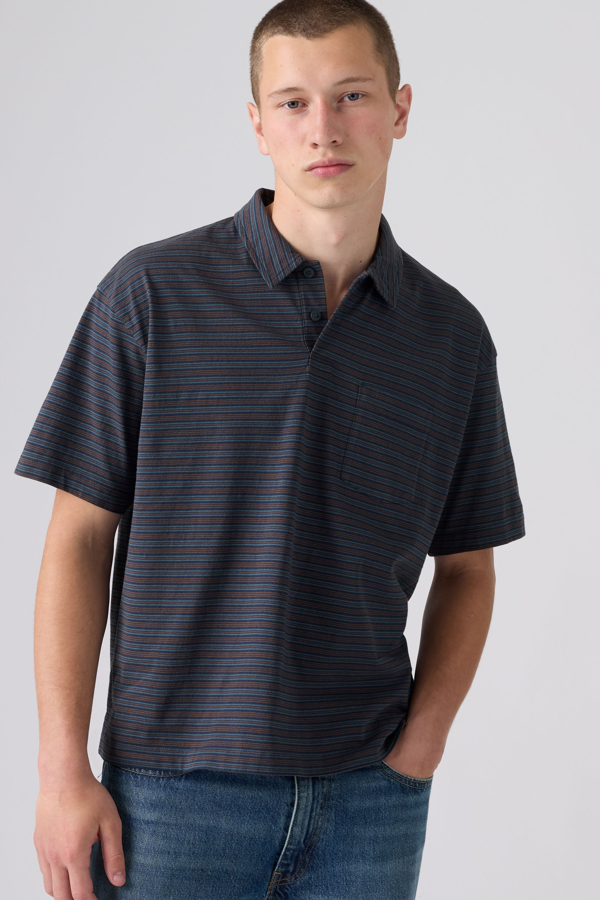 Finn Boxy Pocket Polo - Men - 2XL - Blue / Hardaker Stripe Nightfall Navy