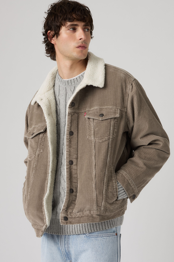 Relaxed Sherpa Trucker Jacket - Hombre - 2XL - Marrón / Brindle