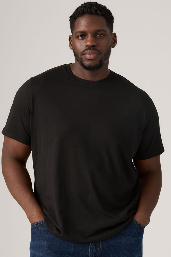 Camiseta de cuello redondo: paquete de 2 (tallas grandes) - Hombre - 2XL - Negro / Black / Black