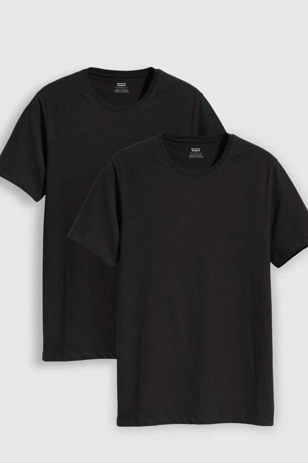 Camiseta de cuello redondo: paquete de 2 (tallas grandes) - Hombre - 1XL - Negro / Black / Black