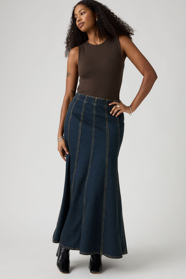 Seamed Flare Skirt - Women - 23 - Medium Wash / High Vibration Clean