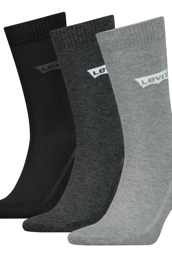Calcetines de altura estándar Levi's de algodón reciclado con el logo Batwing: paquete de 3 - Hombre - 39 - Gris / Grey Combo