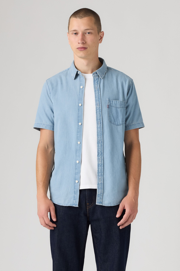 Camisa clásica de corte estándar - Hombre - L - Azul / Indigo Stonewash