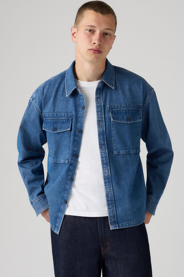 Waller Relaxed Shirt - Hombre - 2XL - Lavado medio / Waller Indigo Herringbone