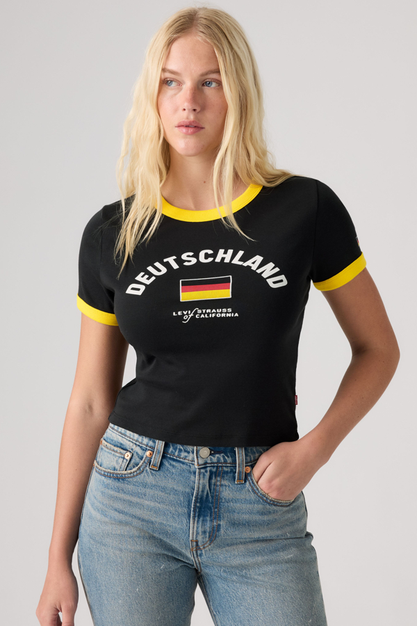 Camiseta Ringer de Alemania Levi's para mujer - Mujer - 2XS - Negro / X Deutschland