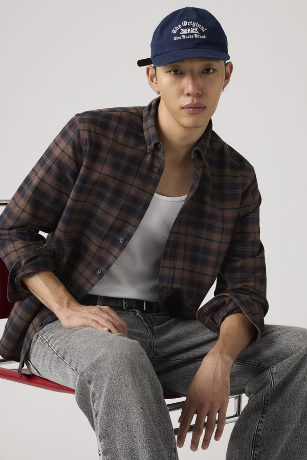 Camisa de botones Authentic - Hombre - 2XL - Marrón / Chocolate Garment Dye Plaid