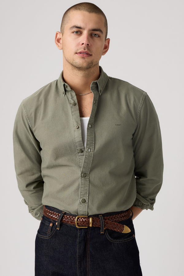 Authentic Button Down Shirt - Hombre - L - Verde / Mulled Basil Garment Dye