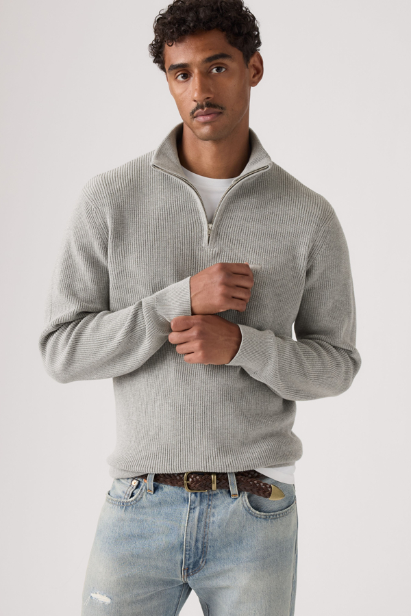 Jersey Housemark con cremallera de un cuarto - Hombre - XL - Gris / Mid Tone Grey Heather