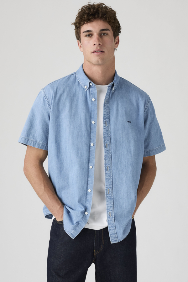 Camisa de manga corta con botones Authentic - Hombre - 2XL - Azul / Eli Medium Blue Wash