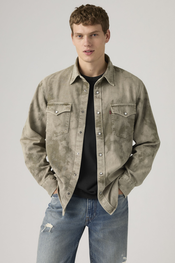 Camisa Western de fit holgado - Hombre - L - Verde / Camo Avenue Western