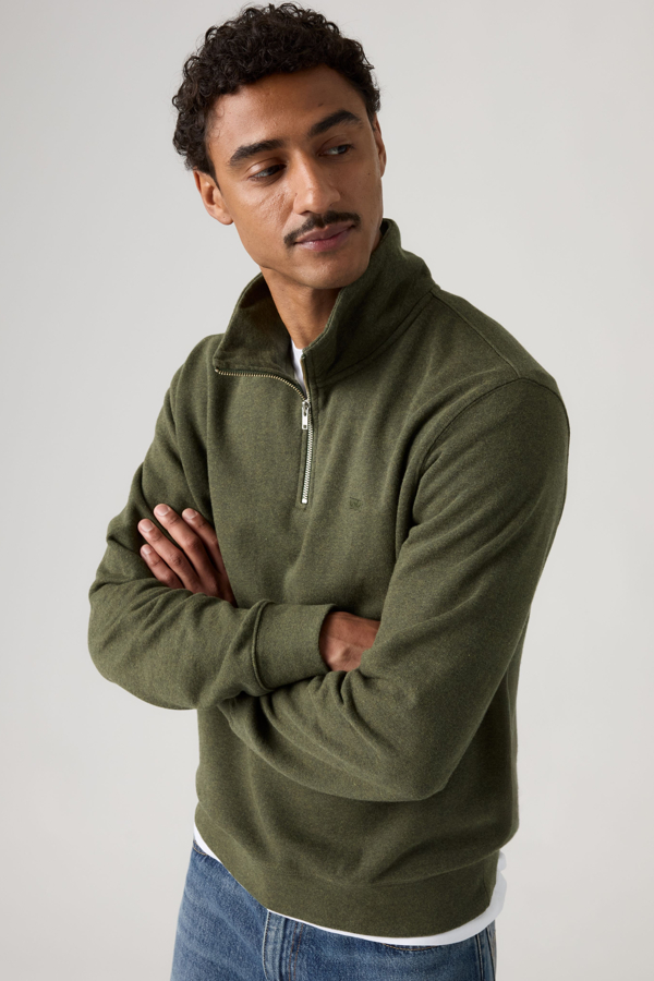 Original Housemark Quarter Zip Pullover - Hombre - XL - Green / Autumn Leaves Heather