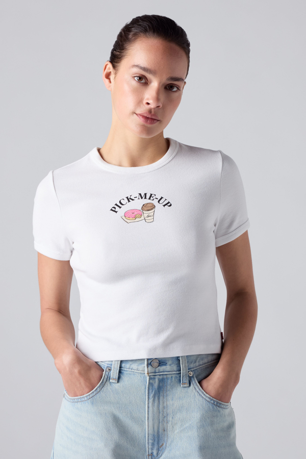 Camiseta Graphic Hayes Cropped - Mujer - L - Blanco / Pick Me Up Multi Bright White