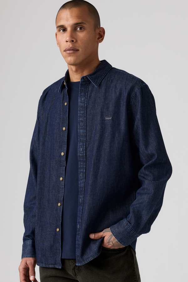 Battery Housemark Standard Shirt - Hombre - L - Azul / Jack Dark Wash